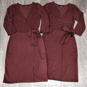 ✨NWOT Nordstrom Sanctuary Faux Wrap Soft Med weight Knit Dress Chocolate Brown